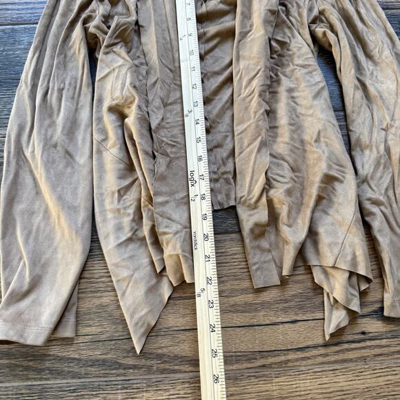 Bagatelle Faux Suede Open Front Drape Jacket Camel Brown Soft Stretch Sz S - Picture 5 of 5